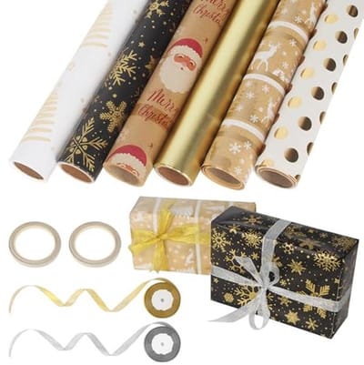 SnelShoppen - Verjaardagscadeau Papier 6 Rollen 43cm x 300cm Feestverpakking voor Jongens en Meisjes - Kleurvol en Duurzaam Cadeaupapier voor Elke Ver