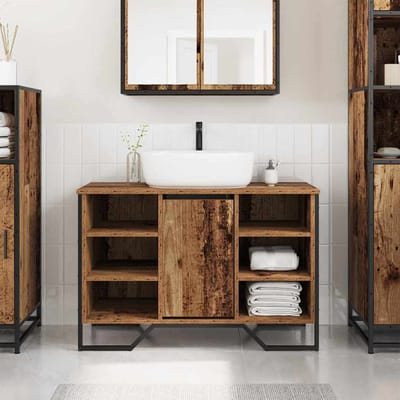 vidaXL - Wastafel - kabinet - voor - de - badkamer - Oud - Hout - 91 - x - 35 - x - 60 - cm