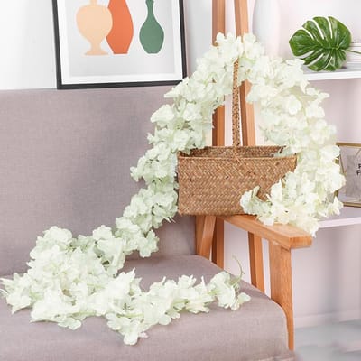 Dailygoods- Kunstbloemen 256 bloemkoppen - Kunstbloesem Slinger - Bloemenkrans - Decoratie voor Bruiloft - Hangende Bloemen - Zijde/Kunststof