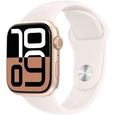 Apple Watch Series 10 GPS 42/46MM Aluminium Wijzerplaat met Siliconen Sportband 46MM rosé gouden kleur