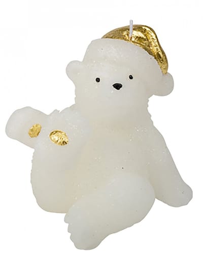 ARTYFETES - Witte en gouden berenkaars 10 cm Kerst