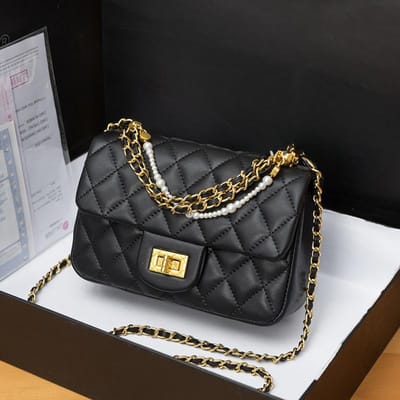 Sacs pour femmes à poignée perle Zi avec texture délicate Petit sac à chaîne losange de saveur Sacs bandoulière de luxe léger pour femmes gray