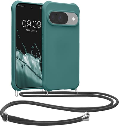 kwmobile telefoonhoesjegeschikt voor Google Pixel 10 / Pixel 10 Pro - Hoesje van siliconen met telefoonkoord - In petrol