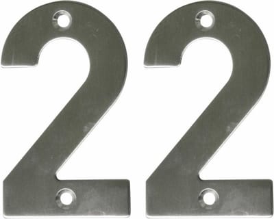AMIG Huisnummer 22 - massief Inox RVS - 10cm - incl. bijpassende schroeven - zilver