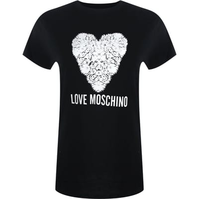 Love Moschino T-shirt Met Hartjesprint In Zwart