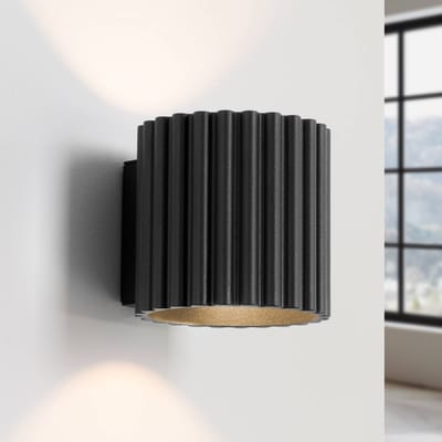 SOLLUX LIGHTING wandlamp RIBLA, zwart, Ø 10 cm, metaal, G9