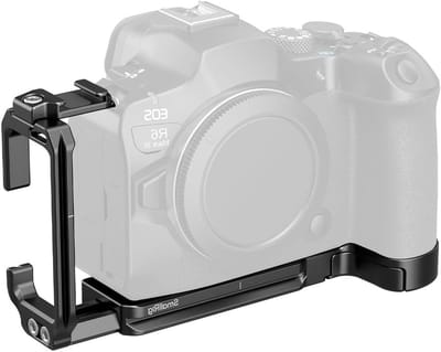 L-Bracket voor Canon R6 Mark III/R6 II, Ideaal voor Horizontaal & Verticaal Fotograferen, Inclusief AirTag Slot, 1/4"-20 Draadgaten, QD Aansluiting, Koud Schoen Bevestiging en Ingebouwde QR Plaat voor Arca - 5962