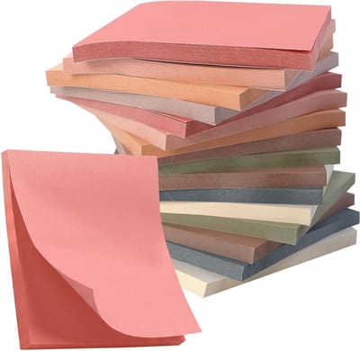 16 Stuks Zelfklevende Notitieblokken 3 x 3 Inch in Vintage Kleuren, Duurzaam en Herbruikbaar voor Thuis en Kantoor, Perfect voor Notitie en Organisatie
