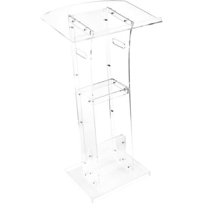 VEVOR Podiumstandaard Lectern (109 cm) van acryl, draagbaar laptopbureau met breed leesoppervlak en opbergruimte en boekenstopper, staand, voor klaslokalen, bruiloften, conferenties