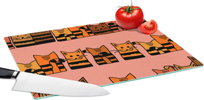 Glazen Snijplank - 39x28 - Katten - Patronen - Dieren - Kinderen - Snijplanken Glas