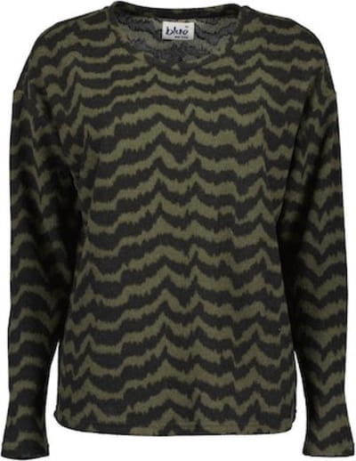 Blue Seven dames shirt - shirt dames - lange mouwen - 203478 - zwart/groen print - maat 36