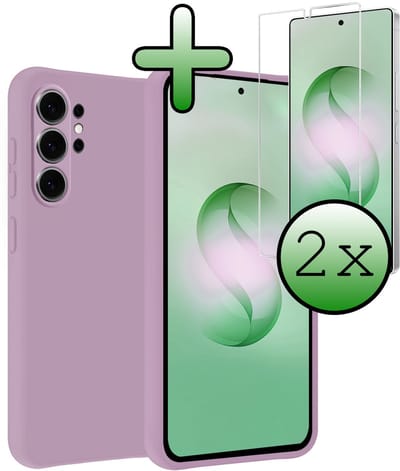 Hoesje Met 2x Screenprotector - Geschikt voor Samsung Galaxy S26 Ultra - Sterk & Shockproof - Back Cover - Siliconen Case - Telefoon Hoes - Lila