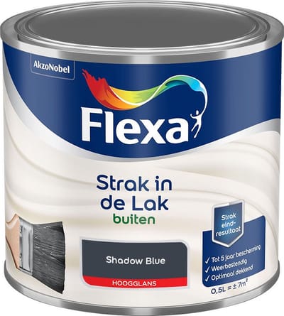 Flexa - Strak In De Lak Buitenlak Hoogglans - Shadow Blue - Mengverf - 500 Ml
