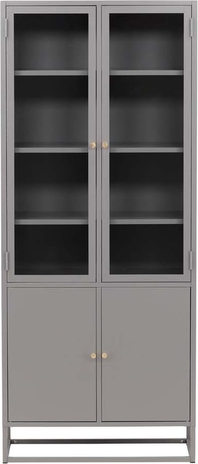 Bakal vitrinekast 2 glazen deuren, 2 deuren lichtgrijs.