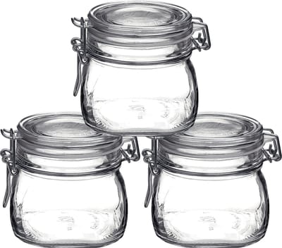 Bormioli Rocco Voorraad/weckpot - 3x stuks - glas - transparant - 10 x 10 cm - 500 ml