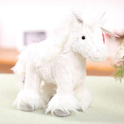 Echte Paard Knuffelpop Hoge Kwaliteit Pluche Dier Super Realistisch Pony Speelgoed Klassiek Verjaardagscadeau Ontworpen Voor Kinderen about 25cm wit