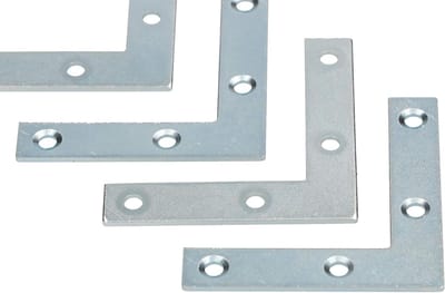 Set hoekhoeken - Hoekverbinders plat - Houtconstructies versterken - Verzinkt staal - 50x50x10mm - Zilver