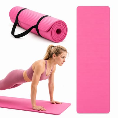 BOTC Yoga mat 10mm - Yogamat Antislip - 183*60*1cm - Sportmat Fitness Mat Duurzaam - Incl Draagtas - Roze