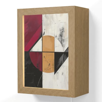 Wandlamp 15x20 cm - Oplaadbaar - Modern - Abstract - Geometrisch - Rood - Industrieel - Wandlampen binnen woonkamer - Slaapkamer lamp met kabel - Decoratieve nachtlamp - Vloerlamp snoer