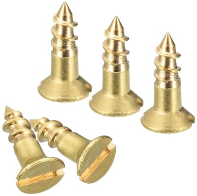 Dailygoods - QUARKZMAN Messing houtschroeven, 45 stuks, M2,5 x 8 mm sleufaandrijving, verzonken kop, zelftappende schroef voor houtbewerking en meubels