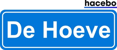 Hacebo - Plaatsnaam Sticker - 29x10 CM - De Hoeve sticker - Verkeersborden sticker - grappige cadeaus - De Hoeve