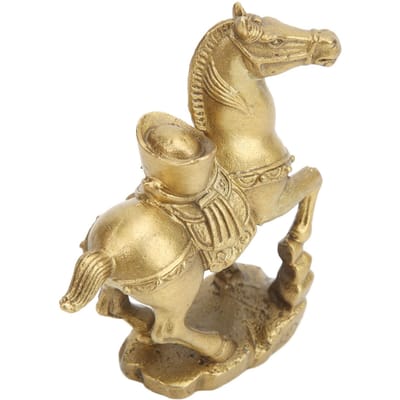 Paardenbeeld Handgemaakt Rijkdom Symboliseren Staand Paardenbeeld Realistische Look Messing Paard Sculptuur beige