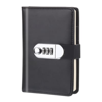 Daity A6 Dagboek met slot – Schattig leren notitieboek – 128 pagina's – Inclusief penhouder & kaartvakjes – Waterbestendig & duurzaam – Zwart – Ideaal cadeau voor vrouwen