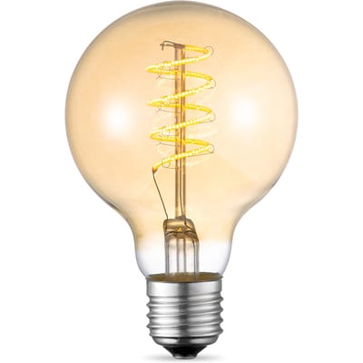Edison Vintage E27 LED Spiraal Filament lamp - Amber - 8/8/12 cm - G80 Spiraal - Vintage LED lamp - Dimbaar - 4W 280lm 2700K - warm wit licht - geschikt voor E27 fitting