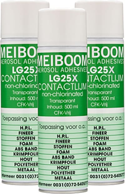 Meiboom LG25X - Universele Contactlijm - Spraylijm - Professionele Spuitlijm - CFK-Vrij - 500ML - 3 Stuks