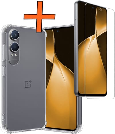 Hoes - Met Screenprotector - Geschikt voor OnePlus Nord CE 4 Lite - Sterk & Shockproof - Siliconen Case - Back Cover - Telefoon Hoes - Shock Proof - Transparant