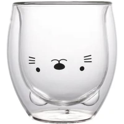 280ML Dubbelwandige Glazen Mok Koffiemok Beer Kat Hond Dier Transparant Schattig Melk Sap Thee Drinkglazen Verjaardagsfeest Wijnglazen 280ML