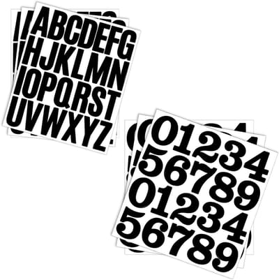 Set van 138 zwarte vinyl stickers met letters en cijfers van 5 cm - Waterdicht - Adresnummer