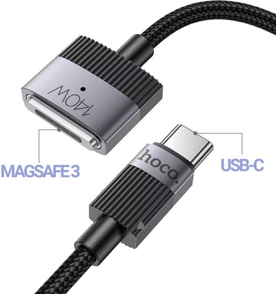 Hoco - 140W USB C Kabel Geschikt voor MacBook MagSafe 3 - 1.8 Meter - Zwart