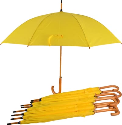 Paraplu 9 stuks - Set van 9 Gele Automatische Paraplu's | Waterdicht & Windproof | 102cm Diameter | Paraplu Met Houten Handvat | Voor Heren en Dames