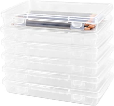 Multifunctionele Plastic Pennendozen met Flipdeksel en Snap Sluiting, BPA-vrij, Transparante Dozen voor Creatief Gebruik, Kantoorbenodigdheden en Verfkwasten