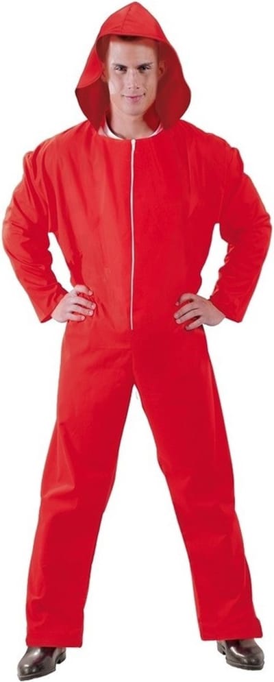 Fiestas Guirca Verkleed overall Papel - rood - voor heren - Spaanse serie verkleed outfit - carnaval 48/50