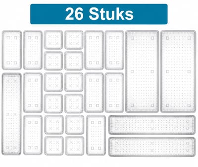 Lade-Organizer 26-Delige Set - Transparante Bureau Make-Up en Keuken Organizer met Ladeverdeler - Multifunctioneel Opbergsysteem voor Badkamer en Werkruimte