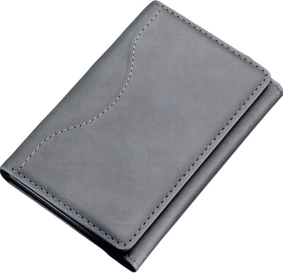 Trifold Magnetic Phone Wallet van PU Leer – Grijs – Kaarthouder Portemonnee voor Smartphone – Magnetische Card Bag met Meerdere Vakken, Slank en Stijlvol Design