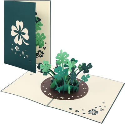 3D Pop-up Wenskaart Klaverblad Geluk Brengen Verjaardag