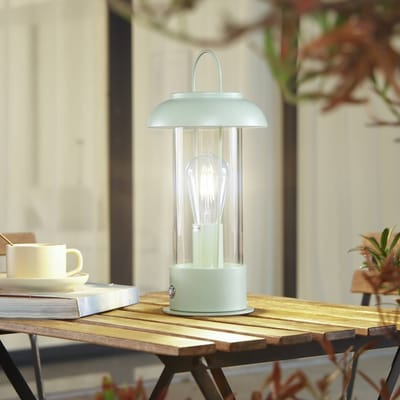 Lindby - Terraslampen- met dimmer - 1licht - Glas, ijzer - H: 36.4 cm - E27 - groen, helder - Inclusief lichtbron