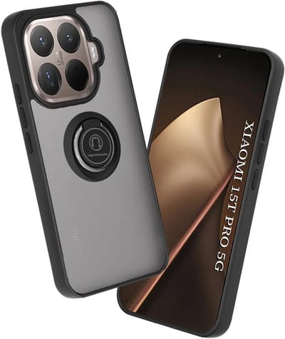 Hoesje geschikt voor Xiaomi 15T Pro - Techsuit Glinth Back Cover met ring en magneet - Zwart