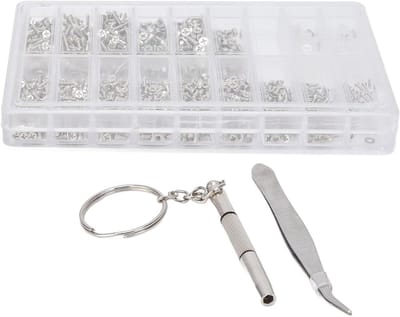 Reparatieset Brillen - Schroevendraaier Pincet - Kleine Reparatie - Roestvrij Staal - 820 Schroeven - Zilver