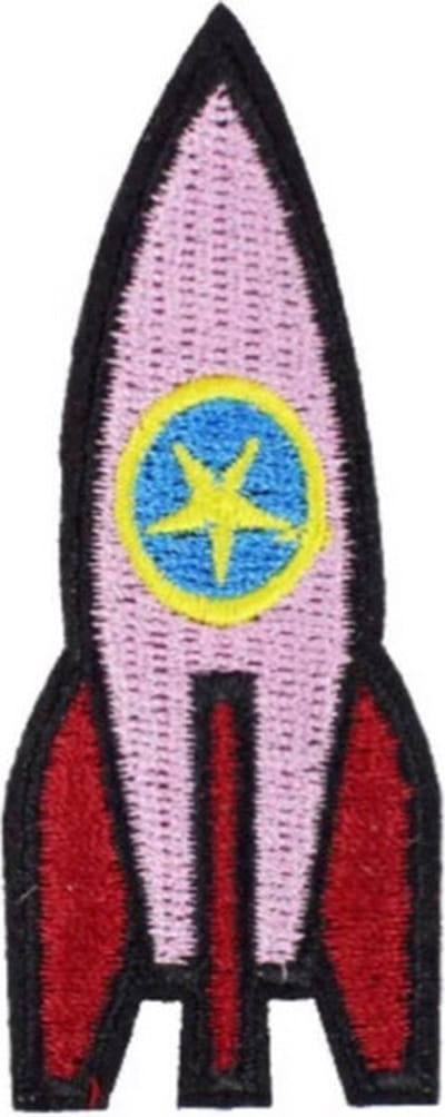 Strijk Embleem 'Raket Ruimte Space- Stof Applicatie - Geborduurd - Kleding - Badges - Schooltas - Strijkletters - Patches - Iron On - Glue