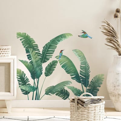 Grote Muurstickers van Tropische Palmbladeren - Natuurlijke Planten Wanddecoratie voor Slaapkamer, Woonkamer en Kantoor