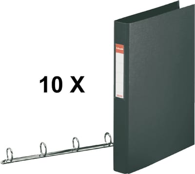 10 x Ringband Esselte Vivida A4 4-rings O-mech 25mm PP zwart