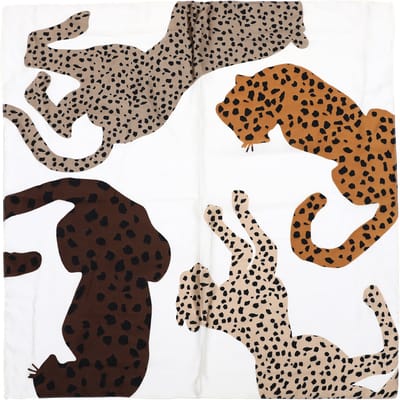 Vierkante Sjaal met Artistiek Luipaard- en Pantersilhouettendessin (70x70cm) - Beige