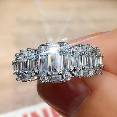 Trendy Damesringen Met Schitterende Zirkonia Luxe Trouwringen Mode Bruids Verlovingssieraden 6 gray