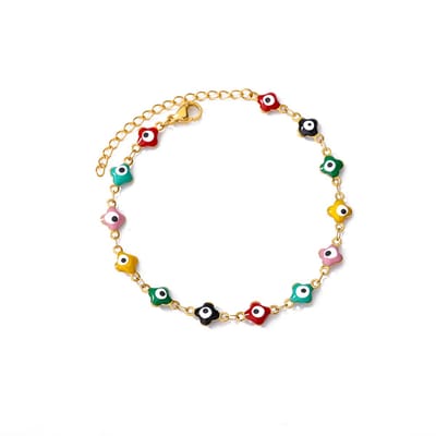 Armbandje boze oogjes - Goudkleurig - Gekleurde oogjes