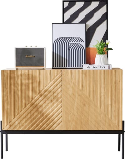 Dressoir met 2 deuren en metalen poten - buffet - ladekast met lijnontwerp - 100 x 40 x 75 cm