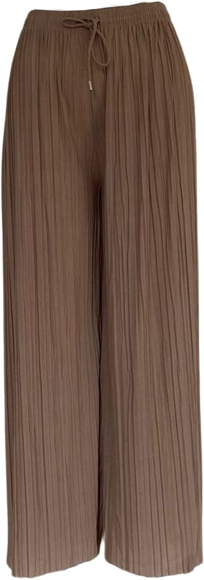 Hoogwaardige Dames Flare Broek / Pants | Flared Pantalon | Beige - Maat L